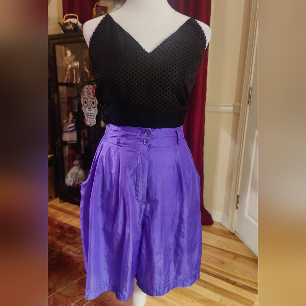 Vintage Restless Clothiers Purple Silk Bermuda Shorts